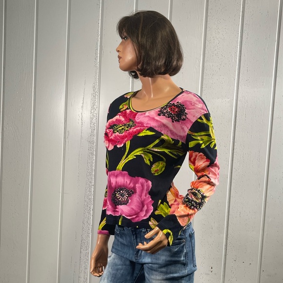 *Ash & Sara Women's Floral Printed Long sleeve Top Sz M - Picture 3 of 11